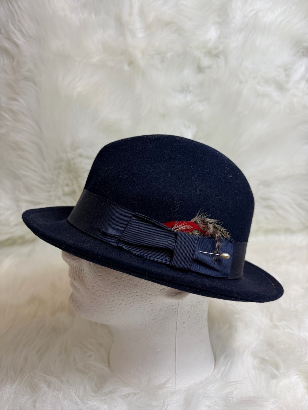Broner Lite Felt 100% Wool Hat Navy Packable Water Repellent USA Large